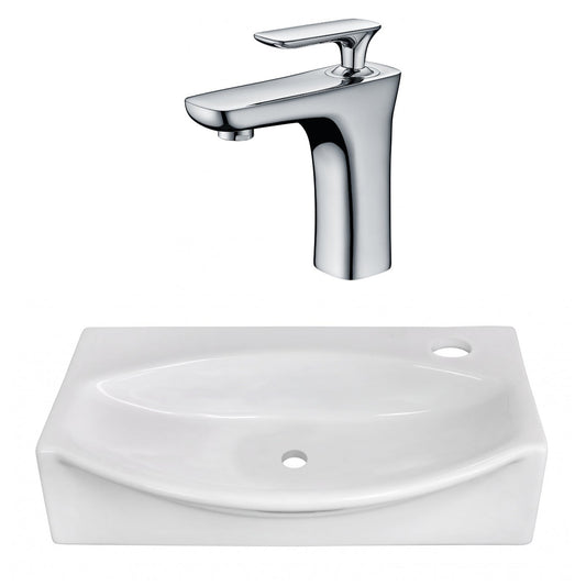 American Imaginations AI-22461 17" White Unique Ceramic Above Counter Bathroom Vessel Sink Set
