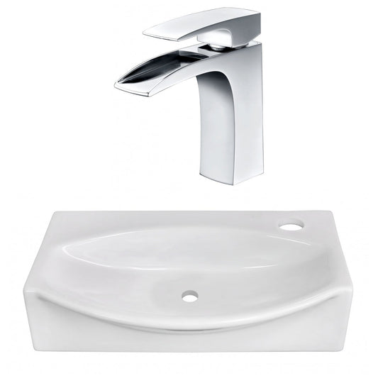 American Imaginations AI-22462 17" White Unique Ceramic Above Counter Bathroom Vessel Sink Set