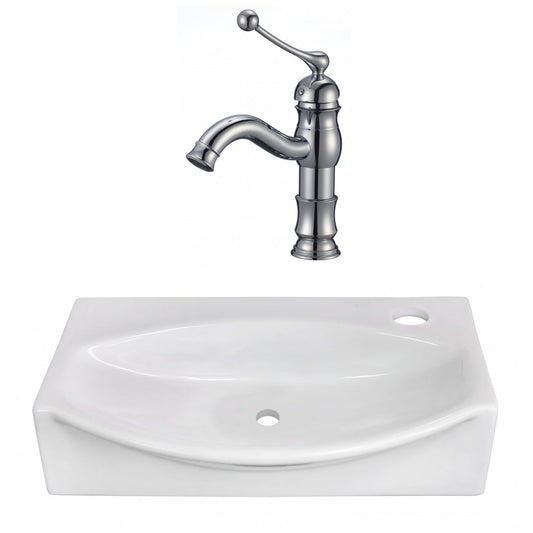 American Imaginations AI-22464 17" White Unique Ceramic Above Counter Bathroom Vessel Sink Set