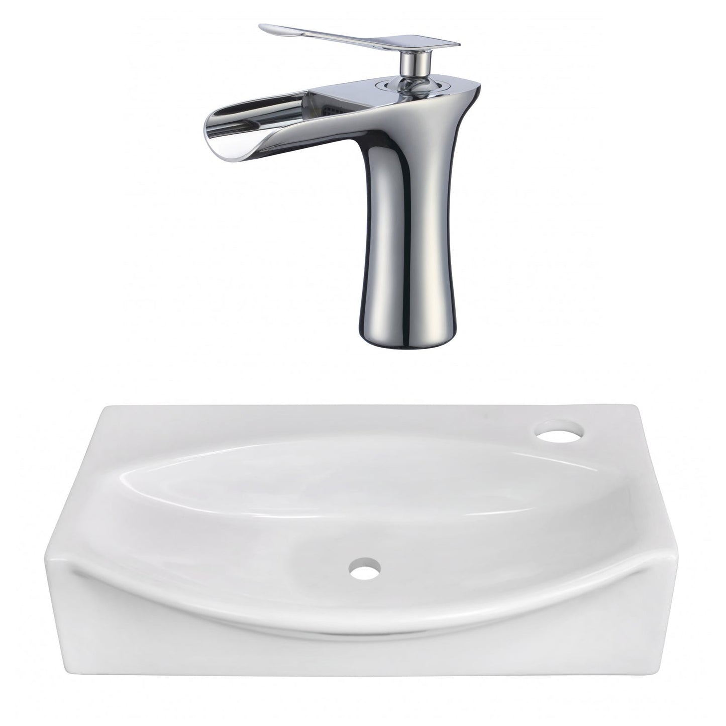 American Imaginations AI-22465 17" White Unique Ceramic Above Counter Bathroom Vessel Sink Set