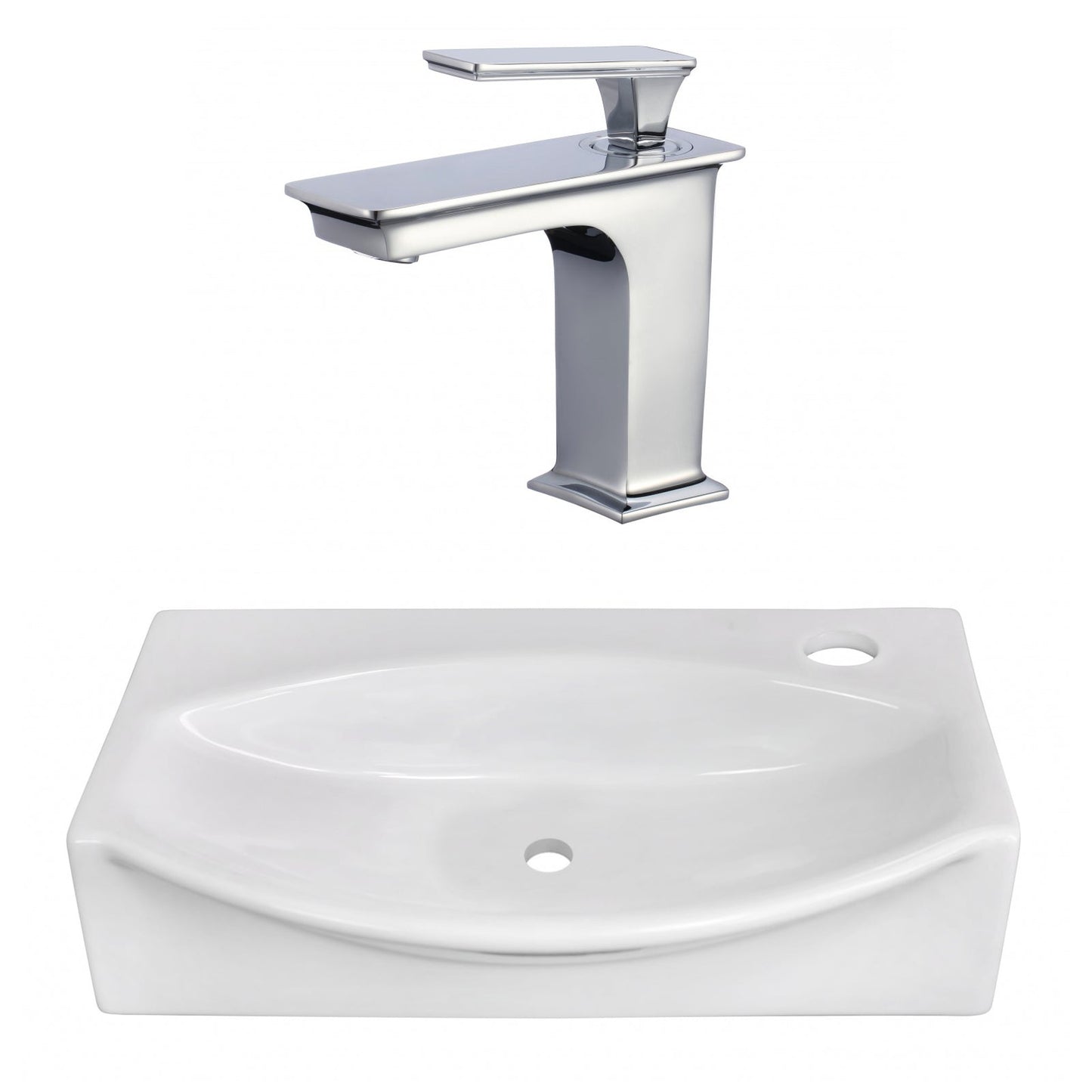 American Imaginations AI-22466 17" White Unique Ceramic Above Counter Bathroom Vessel Sink Set