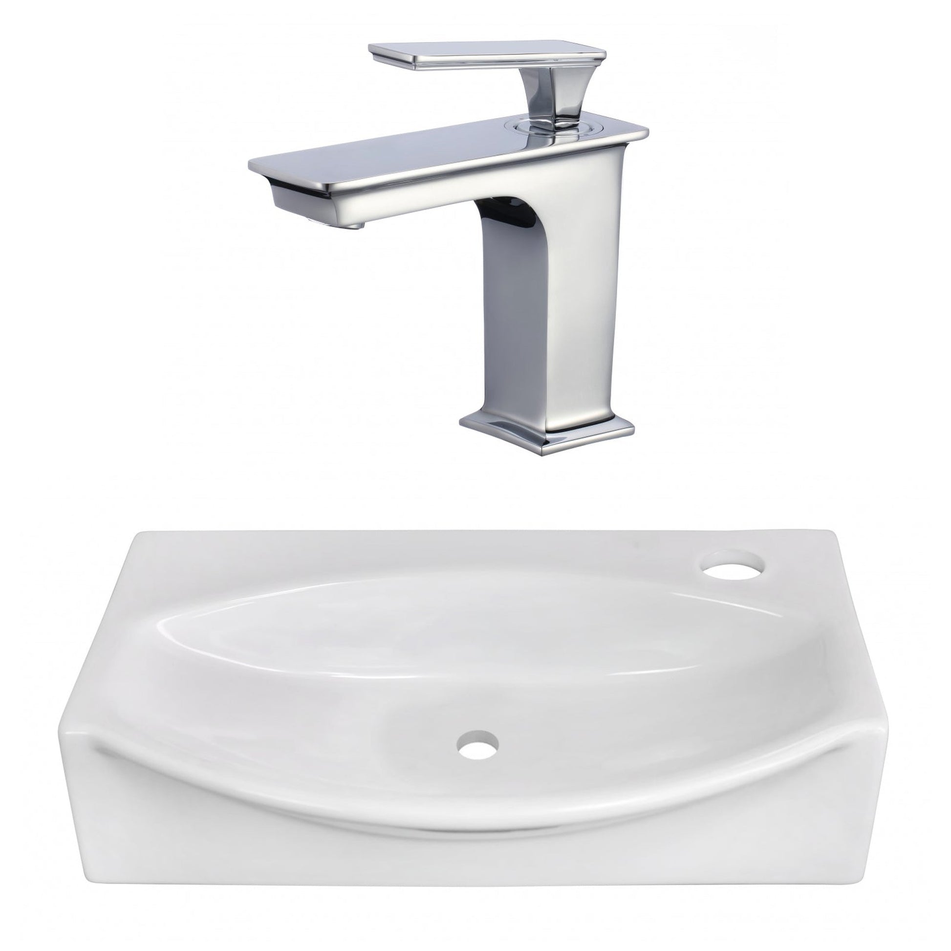 American Imaginations AI-22466 17" White Unique Ceramic Above Counter Bathroom Vessel Sink Set