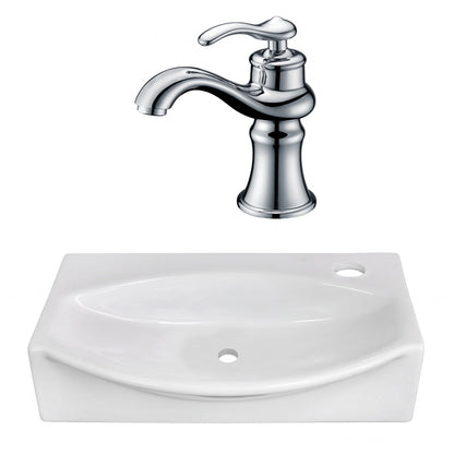 American Imaginations AI-22468 17" White Unique Ceramic Wall Mount Bathroom Vessel Sink Set