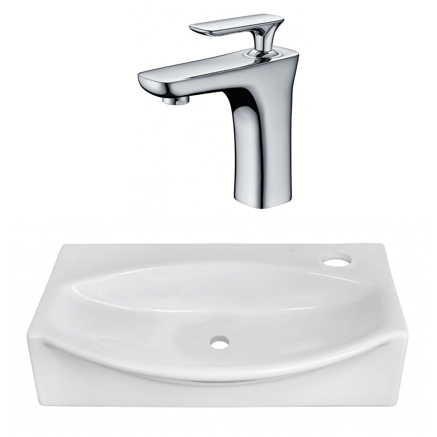 American Imaginations AI-22470 17" White Unique Ceramic Wall Mount Bathroom Vessel Sink Set