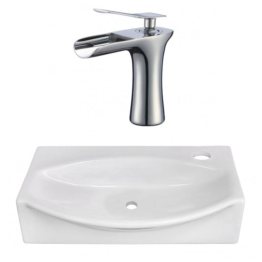 American Imaginations AI-22474 17" White Unique Ceramic Wall Mount Bathroom Vessel Sink Set