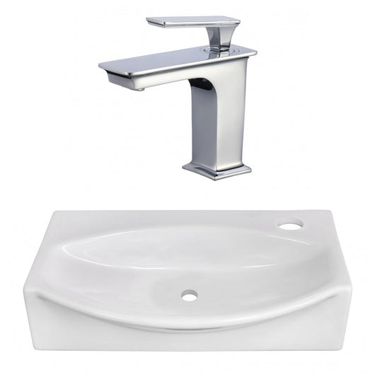 American Imaginations AI-22475 17" White Unique Ceramic Wall Mount Bathroom Vessel Sink Set