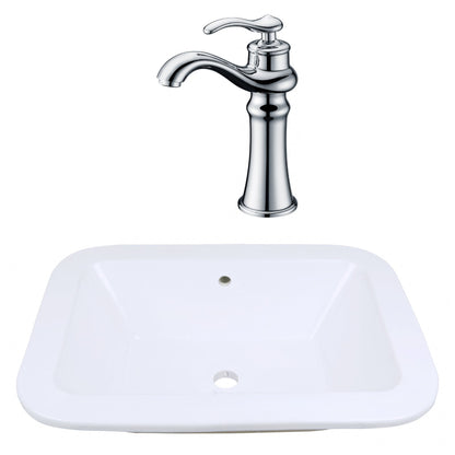 American Imaginations AI-22476 22" White Rectangular Ceramic Undermount Bathroom Vessel Sink Set