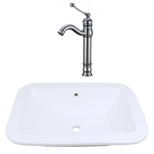 American Imaginations AI-22478 22" White Rectangular Ceramic Undermount Bathroom Vessel Sink Set