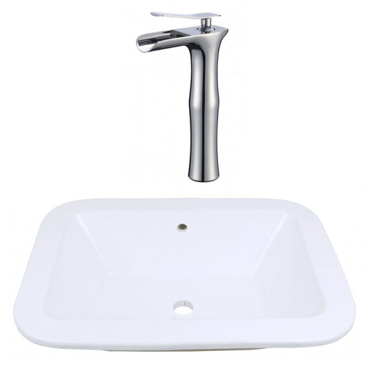 American Imaginations AI-22479 22" White Rectangular Ceramic Undermount Bathroom Vessel Sink Set