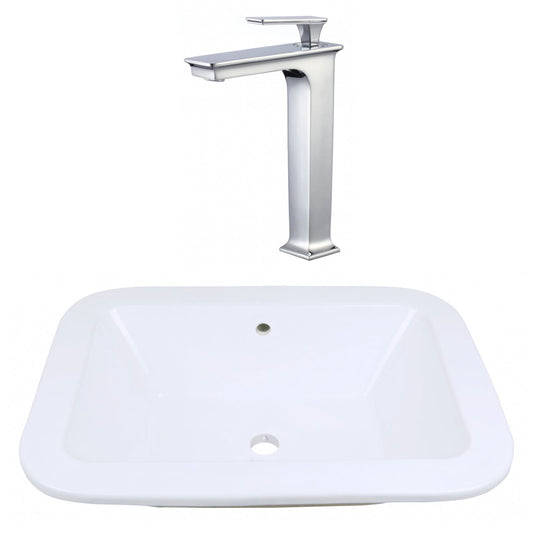 American Imaginations AI-22480 22" White Rectangular Ceramic Undermount Bathroom Vessel Sink Set