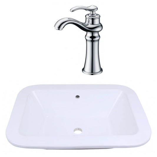 American Imaginations AI-22481 22" White Rectangular Ceramic Drop In Bathroom Vessel Sink Set