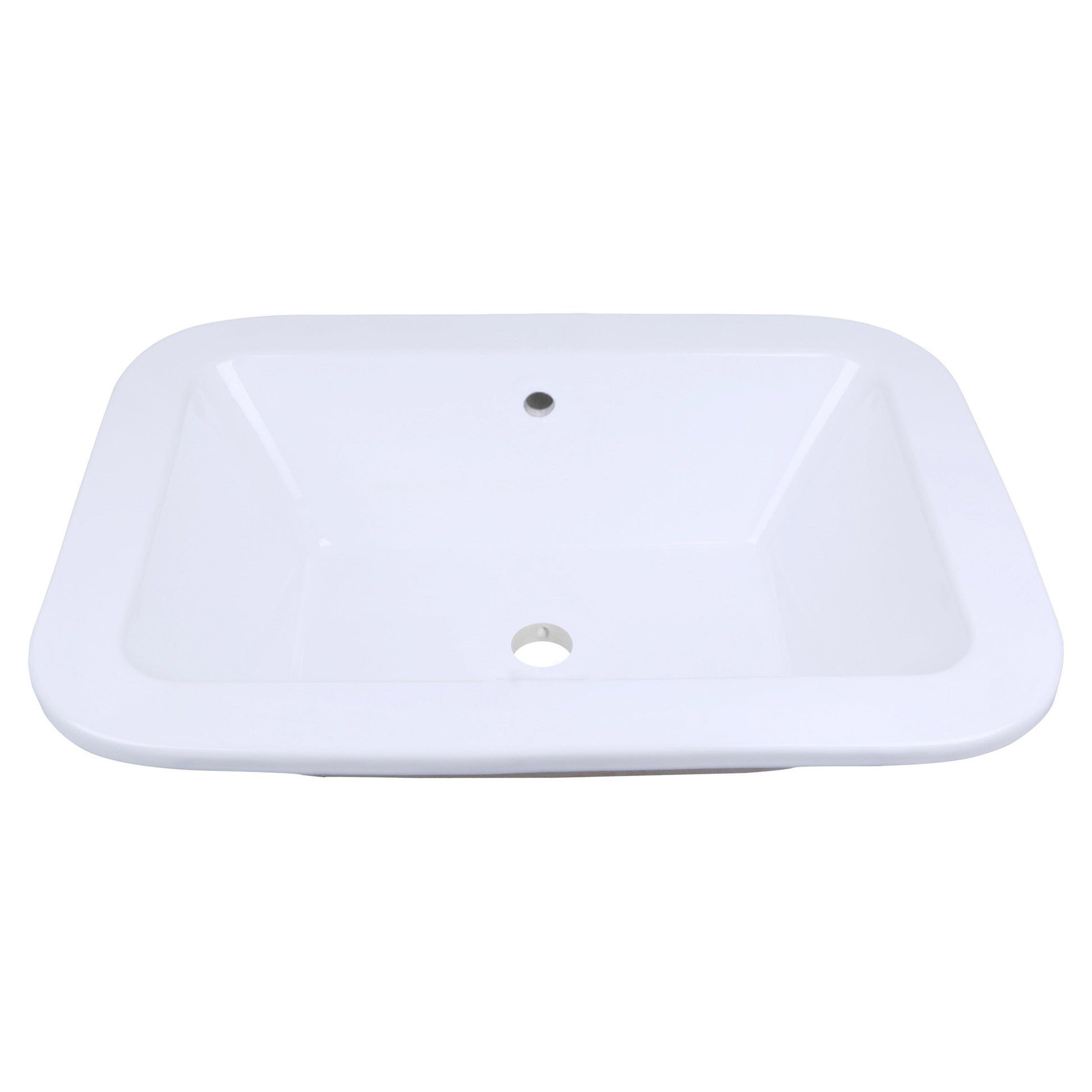 American Imaginations AI-22484 22" White Rectangular Ceramic Drop In Bathroom Vessel Sink Set