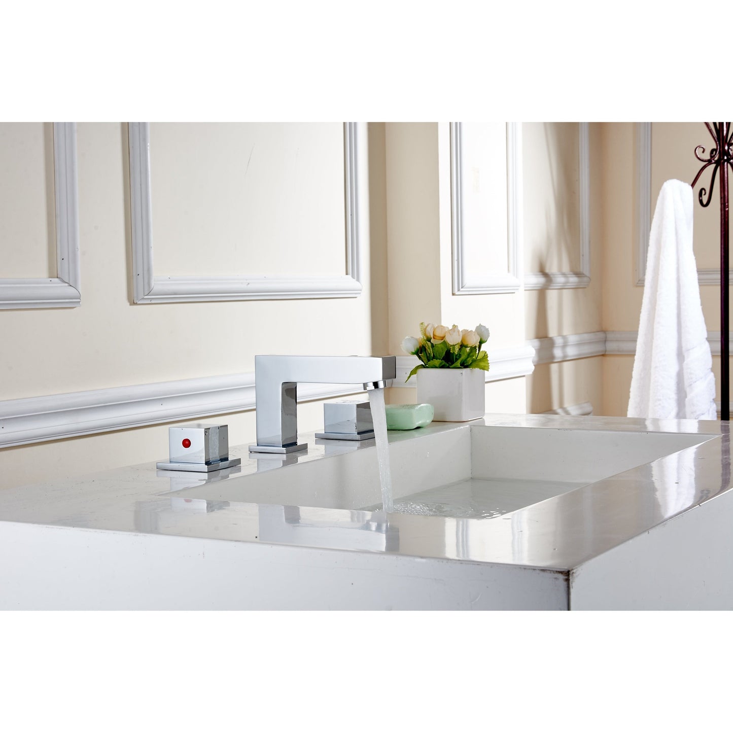 American Imaginations AI-22492 20" White Rectangular Ceramic Above Counter Bathroom Vessel Sink Set