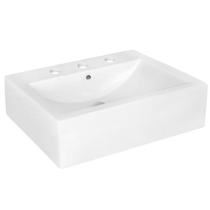 American Imaginations AI-22493 20" White Rectangular Ceramic Above Counter Bathroom Vessel Sink Set