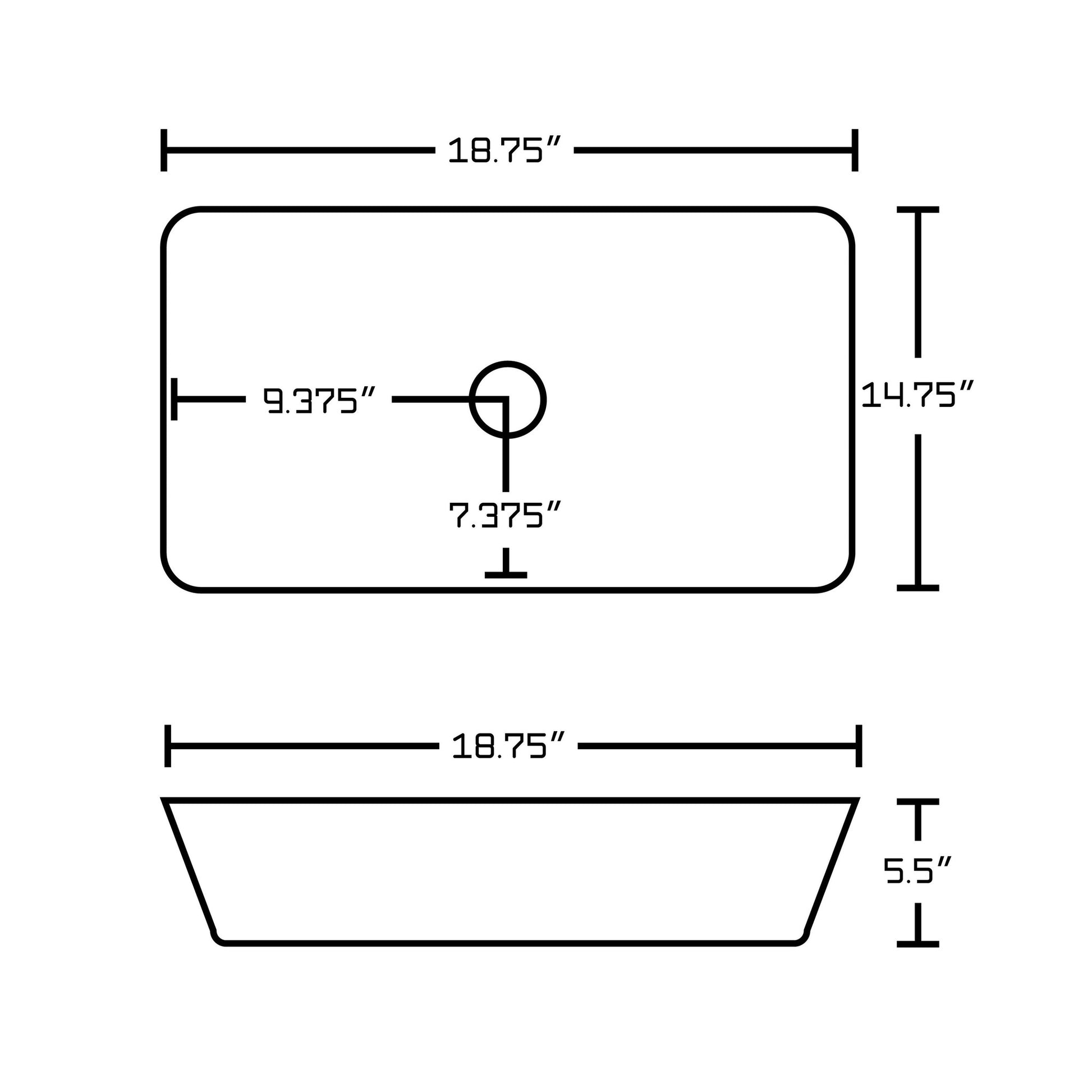 American Imaginations AI-22497 19" White Rectangular Ceramic Above Counter Bathroom Vessel Sink Set