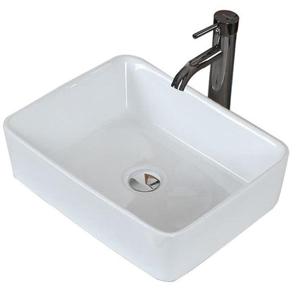 American Imaginations AI-22498 19" White Rectangular Ceramic Above Counter Bathroom Vessel Sink Set