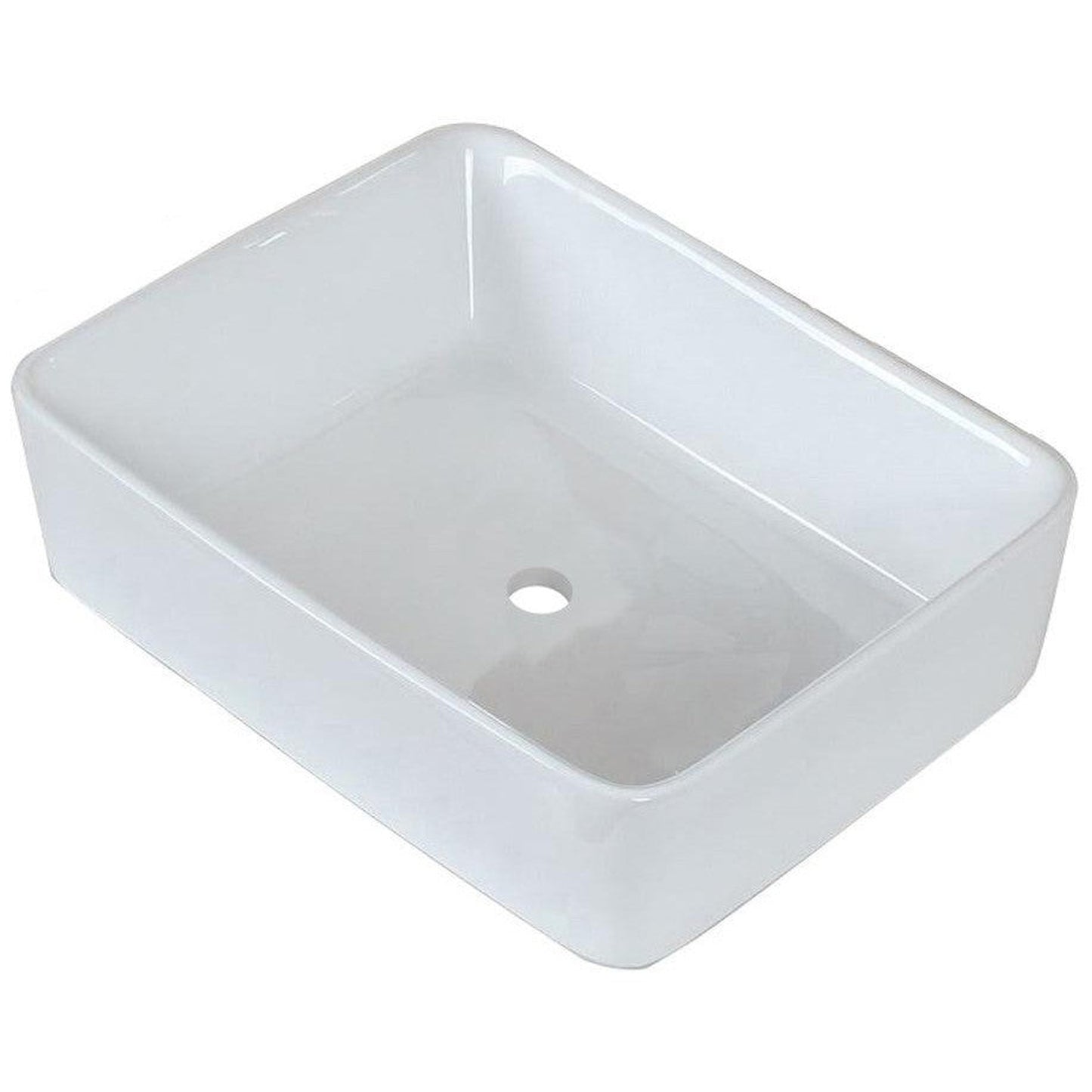 American Imaginations AI-22498 19" White Rectangular Ceramic Above Counter Bathroom Vessel Sink Set
