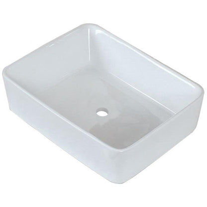 American Imaginations AI-22498 19" White Rectangular Ceramic Above Counter Bathroom Vessel Sink Set