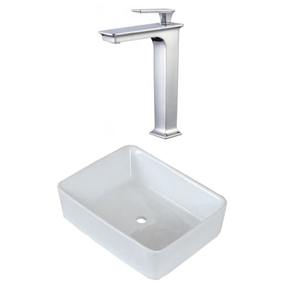 American Imaginations AI-22498 19" White Rectangular Ceramic Above Counter Bathroom Vessel Sink Set