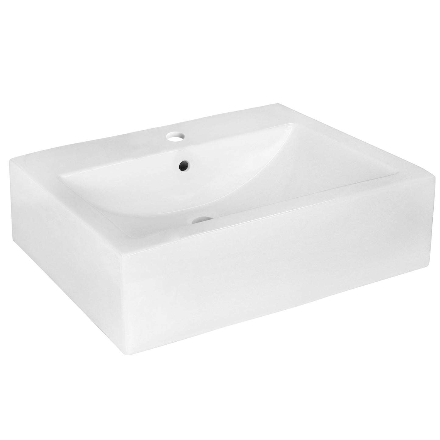 American Imaginations AI-22504 20" White Rectangular Ceramic Wall Mount Bathroom Vessel Sink Set