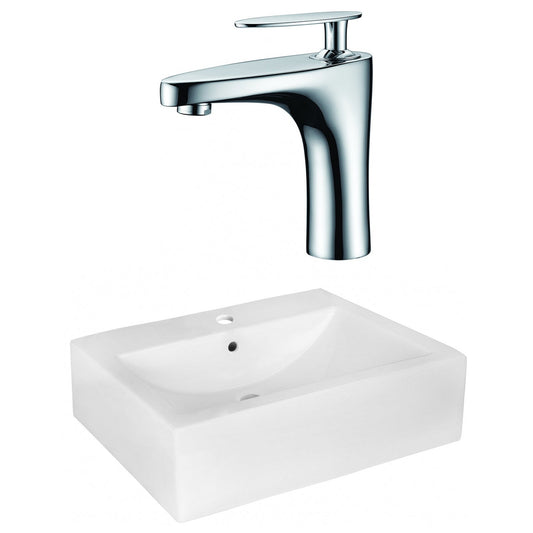 American Imaginations AI-22506 20" White Rectangular Ceramic Wall Mount Bathroom Vessel Sink Set