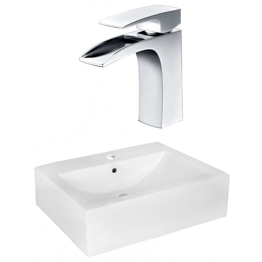 American Imaginations AI-22508 20" White Rectangular Ceramic Wall Mount Bathroom Vessel Sink Set