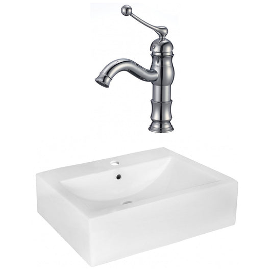 American Imaginations AI-22510 20" White Rectangular Ceramic Wall Mount Bathroom Vessel Sink Set