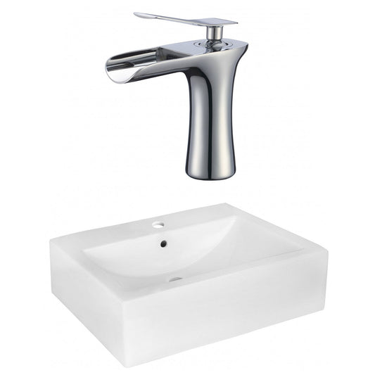 American Imaginations AI-22511 20" White Rectangular Ceramic Wall Mount Bathroom Vessel Sink Set