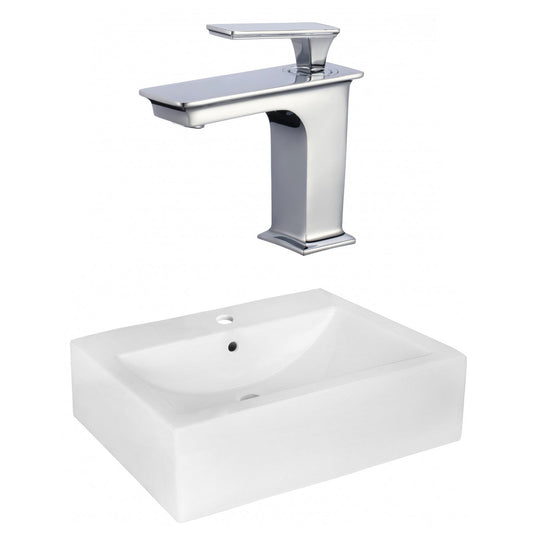 American Imaginations AI-22512 20" White Rectangular Ceramic Wall Mount Bathroom Vessel Sink Set