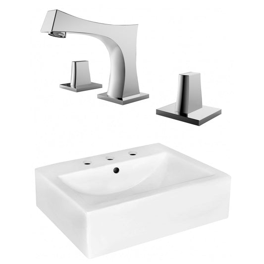 American Imaginations AI-22513 20" White Rectangular Ceramic Wall Mount Bathroom Vessel Sink Set