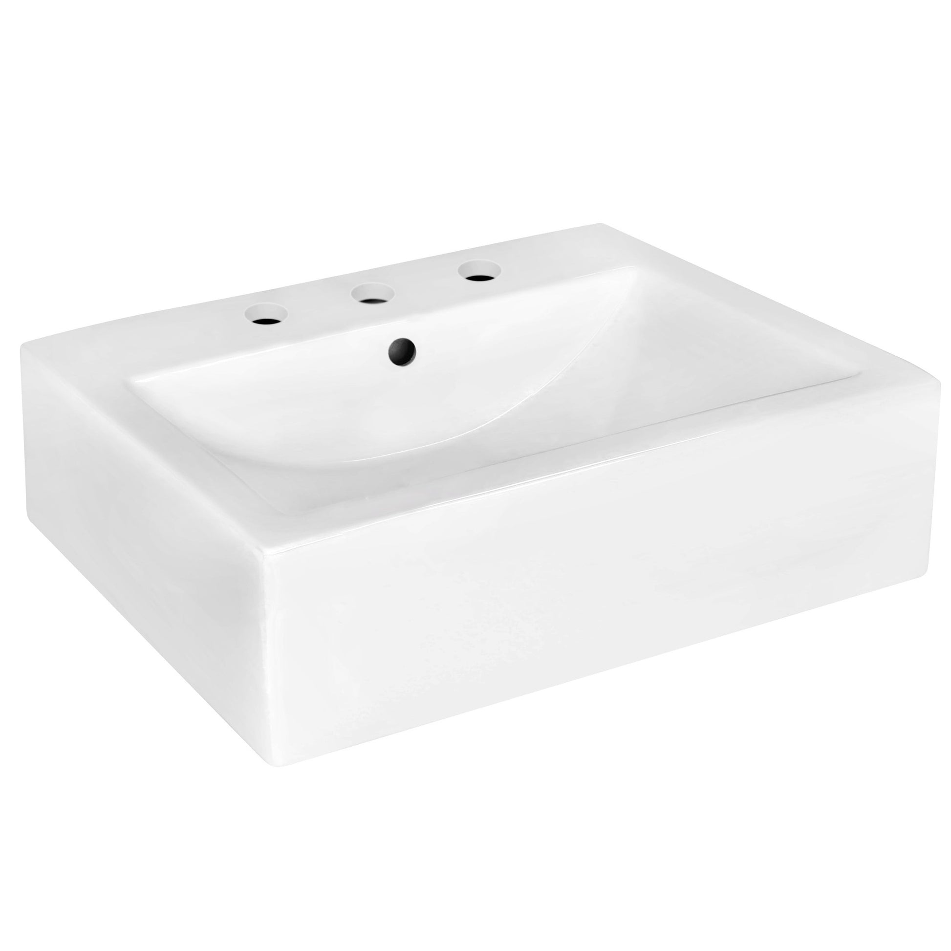 American Imaginations AI-22515 20" White Rectangular Ceramic Wall Mount Bathroom Vessel Sink Set