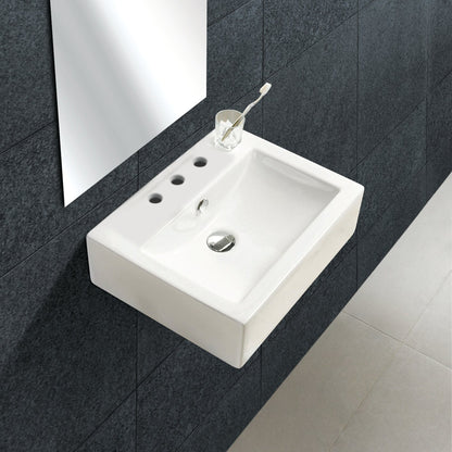American Imaginations AI-22516 20" White Rectangular Ceramic Wall Mount Bathroom Vessel Sink Set