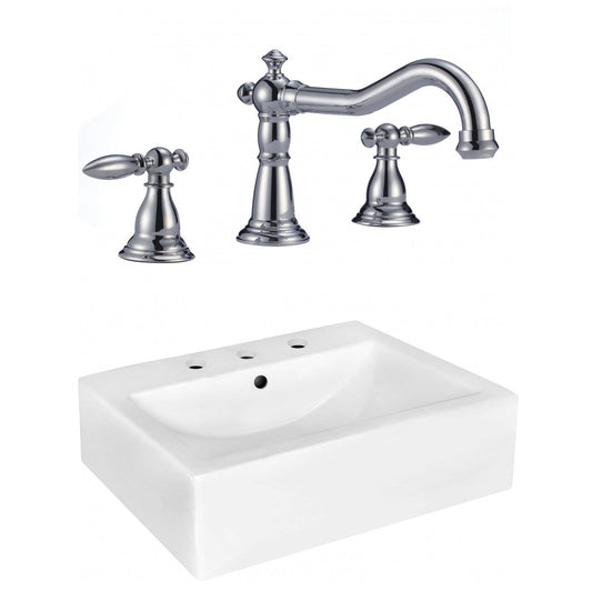 American Imaginations AI-22517 20" White Rectangular Ceramic Wall Mount Bathroom Vessel Sink Set