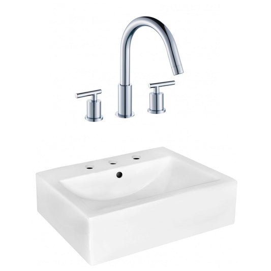 American Imaginations AI-22518 20" White Rectangular Ceramic Wall Mount Bathroom Vessel Sink Set