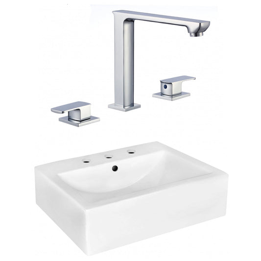 American Imaginations AI-22520 20" White Rectangular Ceramic Wall Mount Bathroom Vessel Sink Set