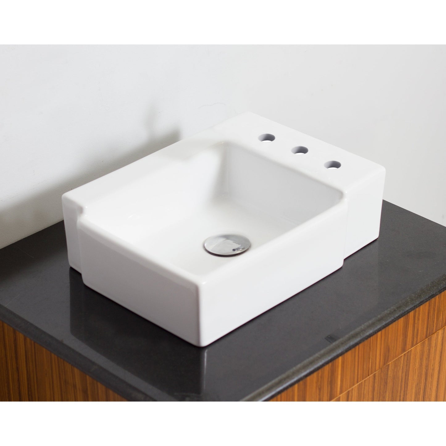 American Imaginations AI-22563 16" White Rectangular Ceramic Above Counter Bathroom Vessel Sink Set