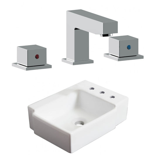 American Imaginations AI-22569 16" White Rectangular Ceramic Above Counter Bathroom Vessel Sink Set