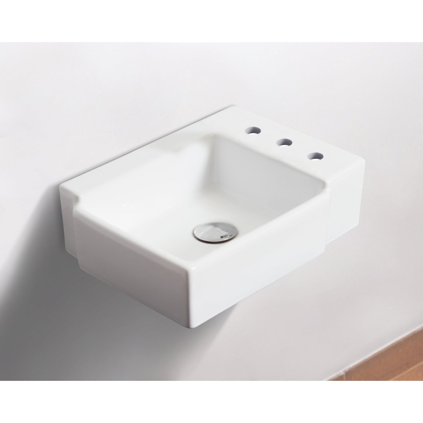 American Imaginations AI-22571 16" White Rectangular Ceramic Wall Mount Bathroom Vessel Sink Set
