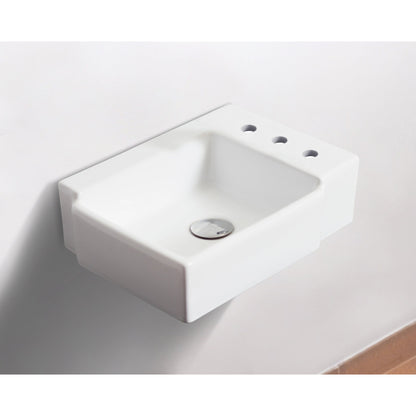 American Imaginations AI-22571 16" White Rectangular Ceramic Wall Mount Bathroom Vessel Sink Set