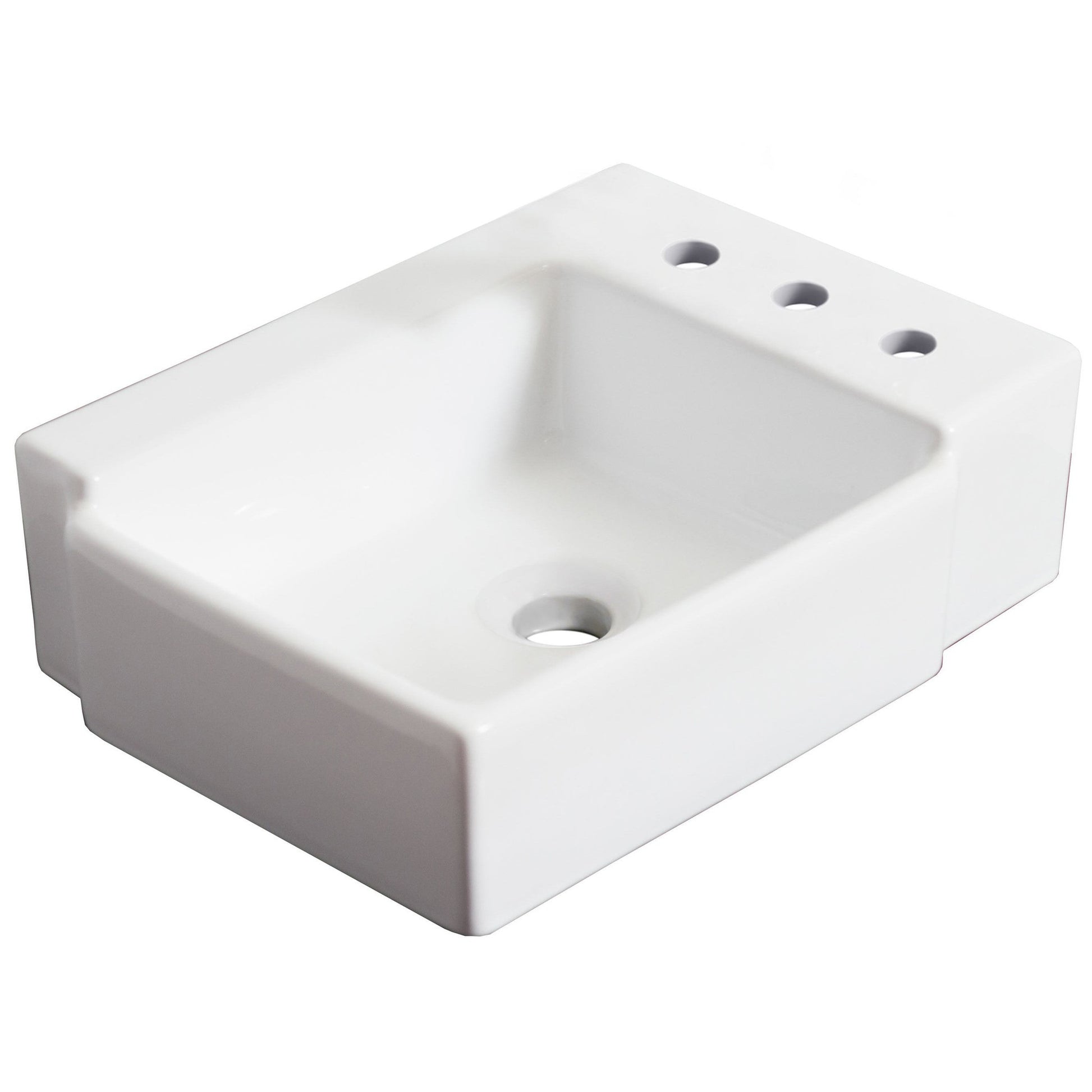 American Imaginations AI-22572 16" White Rectangular Ceramic Wall Mount Bathroom Vessel Sink Set