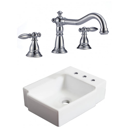 American Imaginations AI-22575 16" White Rectangular Ceramic Wall Mount Bathroom Vessel Sink Set