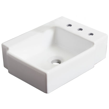 American Imaginations AI-22577 16" White Rectangular Ceramic Wall Mount Bathroom Vessel Sink Set