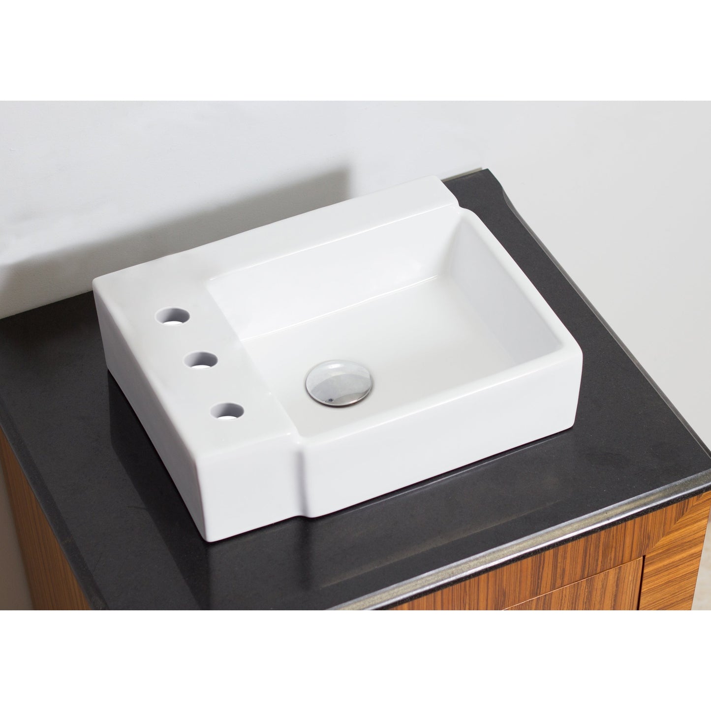 American Imaginations AI-22579 16" White Rectangular Ceramic Above Counter Bathroom Vessel Sink Set