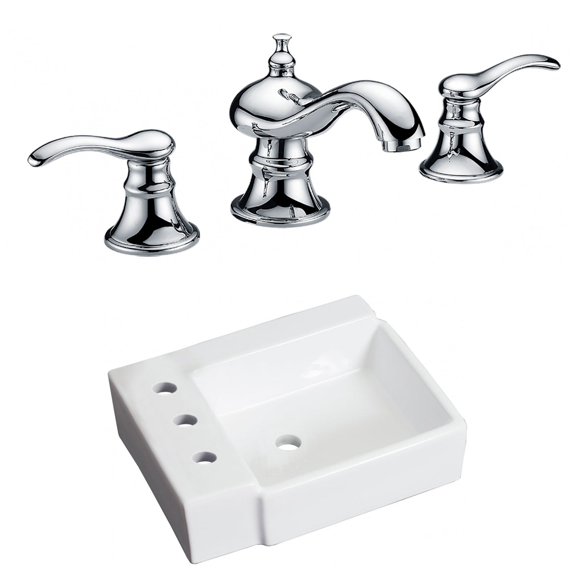 American Imaginations AI-22580 16" White Rectangular Ceramic Above Counter Bathroom Vessel Sink Set