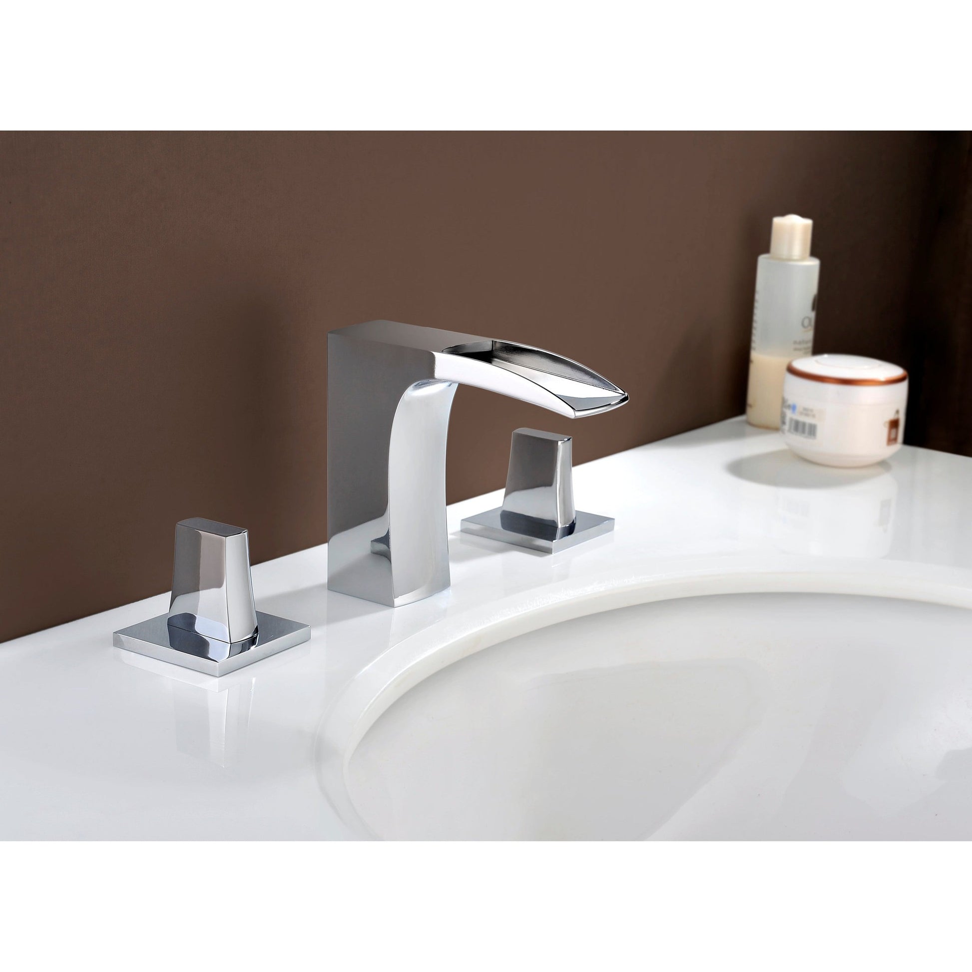 American Imaginations AI-22582 16" White Rectangular Ceramic Above Counter Bathroom Vessel Sink Set