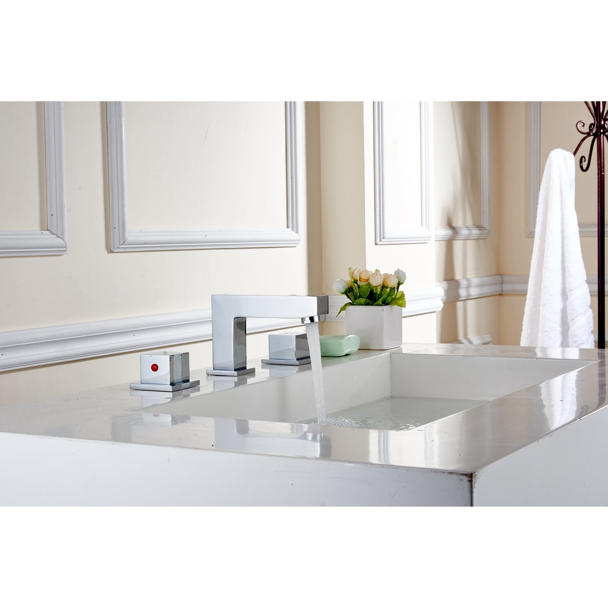 American Imaginations AI-22585 16" White Rectangular Ceramic Above Counter Bathroom Vessel Sink Set