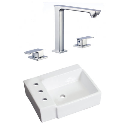 American Imaginations AI-22586 16" White Rectangular Ceramic Above Counter Bathroom Vessel Sink Set