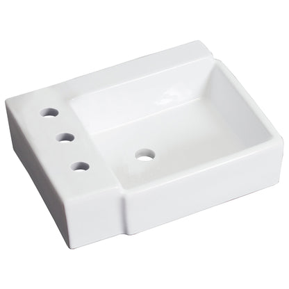 American Imaginations AI-22587 16" White Rectangular Ceramic Wall Mount Bathroom Vessel Sink Set