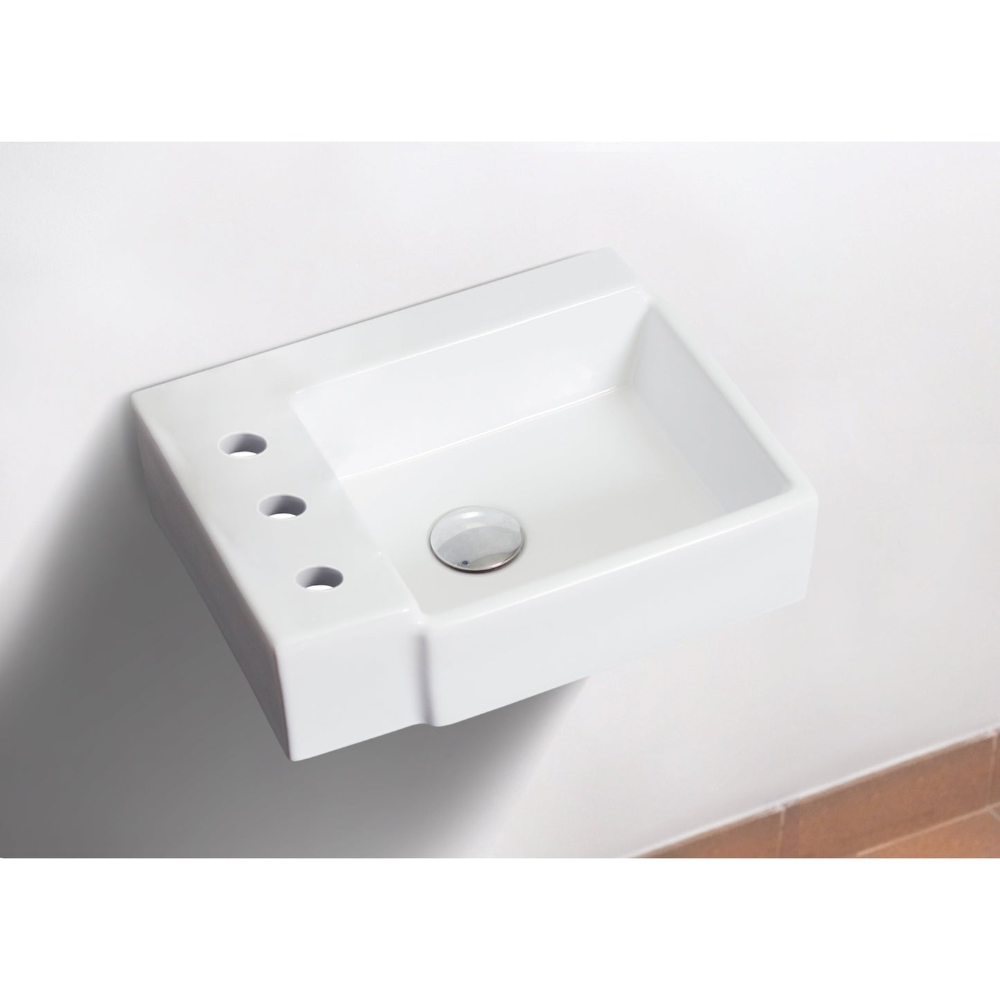 American Imaginations AI-22587 16" White Rectangular Ceramic Wall Mount Bathroom Vessel Sink Set