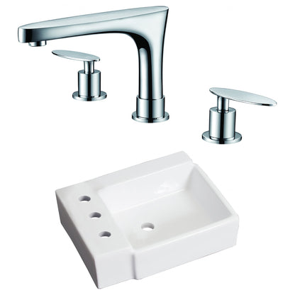 American Imaginations AI-22589 16" White Rectangular Ceramic Wall Mount Bathroom Vessel Sink Set